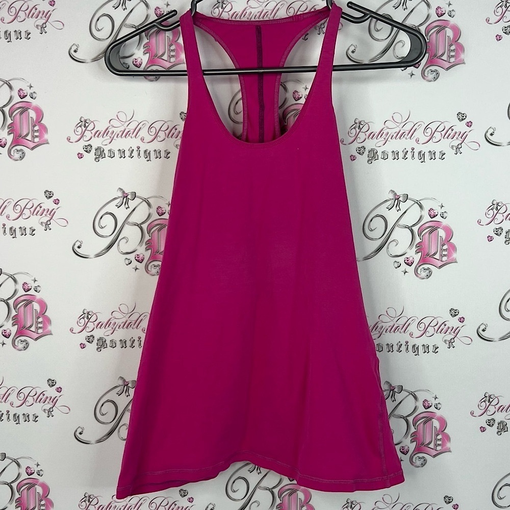 Lululemon Athletica tank top pink stretchy racer back Magenta Tank Top